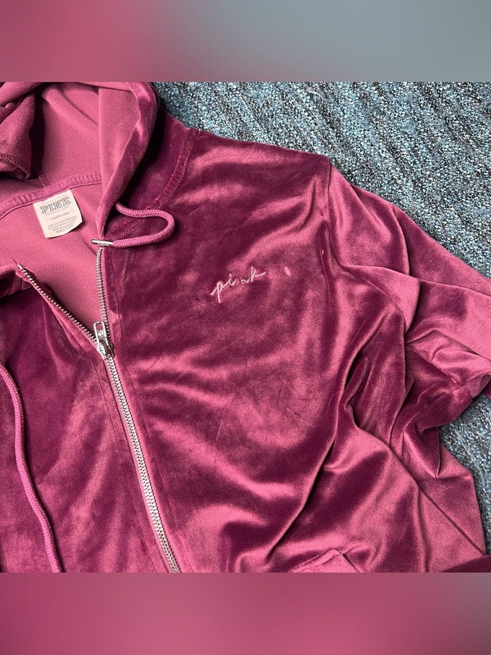 Victoria's Secret PINK Velvet Velour Tracksuit Jacket and Pants in Purple M/L - Picture 4 of 10
